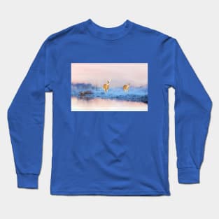 Deer at Winter Pond Long Sleeve T-Shirt